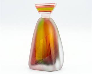 Frosted Multicolor Art Glass Perfume Bottle