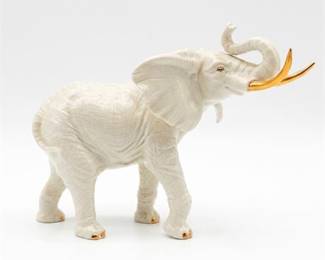 Lenox Ivory Porcelain Elephant Figurine with Gold Tusks