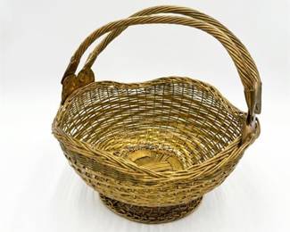 Woven Brass Wire Footed Basket with Swing Handle