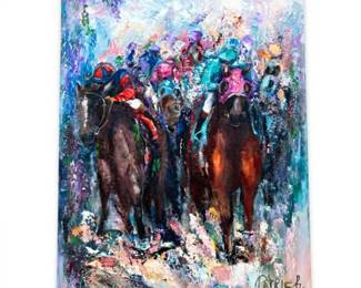 Patrish Palette Knife Oil of Jockeys Mid-Race