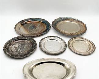 Group of Six Silverplate Serving Plates and Trays