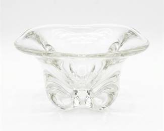 Clear Glass Flared Bowl with Sculpted Lobed Base