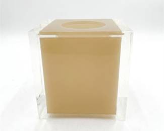 Lucite-Framed Cream Acrylic Tissue Box Cover