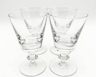 Set of Four Knopped-Stem Conical Wine Glasses