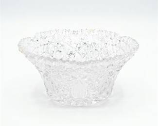 Cut Glass Bowl with Hobstars and Sawtooth Rim