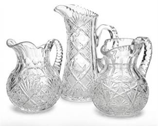 Three American Brilliant Cut Glass Pitchers