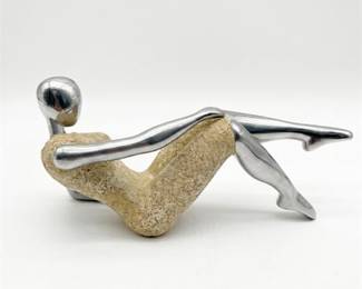 Modernist Reclining Figure Sculpture in Polished Aluminum