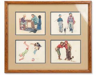 Norman Rockwell 'Two Old Men and Dog' Framed Prints