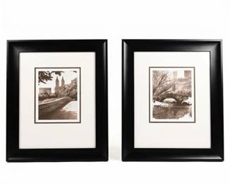 Pair of Sepia Central Park Photographs, Framed