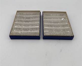 Pair Of Boxed Vintage Sets Of French Cut Crystal Knife Rests