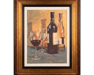 Framed Still Life of Wine Bottles and Glasses