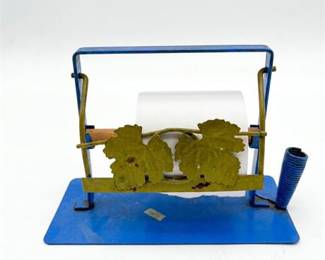 Painted Metal Memo Paper Roll Holder with Grape Leaves