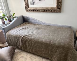 Grey velvet day bed and twin size mattress 
