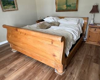 Alder Wood California King size sleigh bed.  
