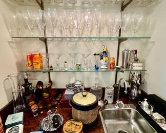 Vintage barware ice bucket sets of glasses for cocktail hour 