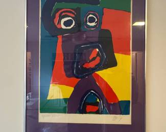 Le chanteur inconnu" (The Unknown Singer), a 1969 color lithograph by Karel Appel.