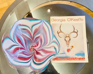 Georgia O’Keefe art book one of many sculptural glass pieces  