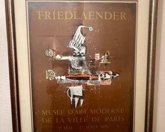 This is a vintage 1978 exhibition poster for artist Johnny Friedlaender, designed for a show at the Musée d'Art Moderne de la Ville de Paris.The original poster was produced by the renowned Mourlot lithography studio in Paris.