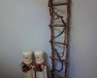 Nutcrackers and wood decorative ladder\
