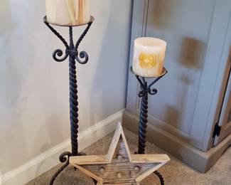 iron candle holders and light up star