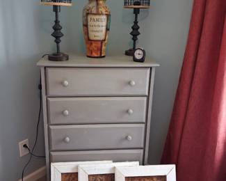 Dresser, Lamps, Artwork