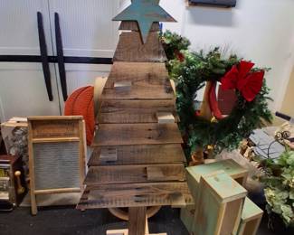 Holiday christmas tree made from vintage wood