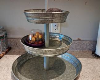 Galvanized 3-tiered kitchen server