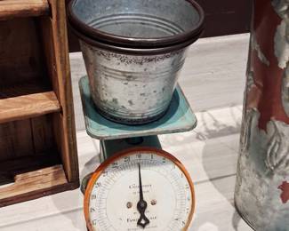 Scale with tin planter