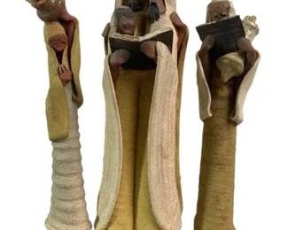 Vintage David Kalderon Sculptural Figurine Collection 3 Handcrafted Art Pottery Figures