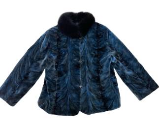 Vintage Dark Blue Fur Coat by Nathan Levin Furs Atlantic City