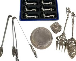 Elegant Serving Set Coasters, Tongs, Fork Spoon Set, Spoon Rests, and Dog Knife Rests