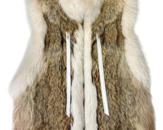 Vintage Real Fur Vest Nathan Levin Furs Atlantic City Cream Brown Pattern