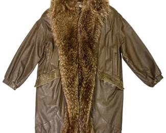Vintage Leather Coat with Real Fur Trim Nathan Levin Furs Atlantic City