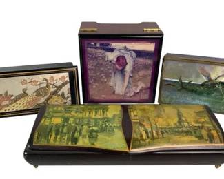 Lot of 4 Vintage Music Jewelry Boxes Collectible Decorative Pieces