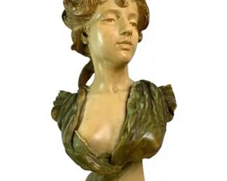 Decorative Art Nouveau Style Woman Bust Sculpture Floral Lady Figurine Statue