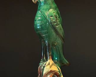 Glazed Parrot Sculpture