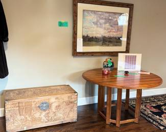 Vintage Chest, Game Table and Original Art