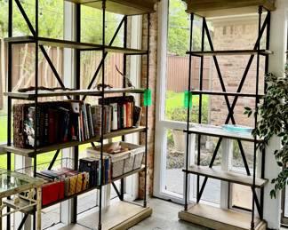 Matching iron and wooden contemporary bookshelves
