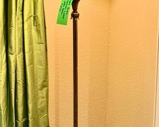 Brass Torchere Lamp with Jade Base