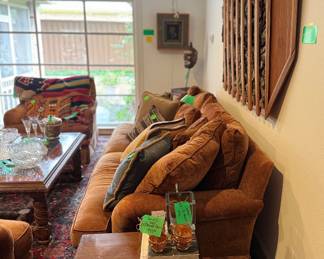 Down Filled Oversized Couch and Matching Chairs