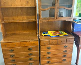 Maple bookcase and matching hutch