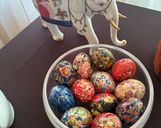 Porcelain elephant decorative painted eggs