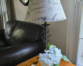 French design lamp, wood end table