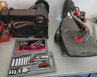 Saw, sander, socket set