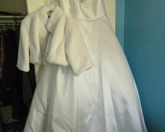 Wedding dress & faux fur jacket