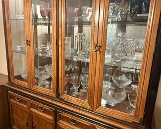 Large china cabinet with china and glassware collection