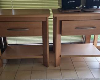 Natural Wood Nightstands Pair