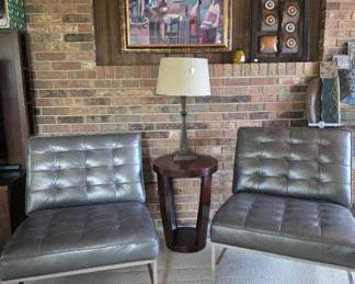 2 Grey & Chrome Major Chairs