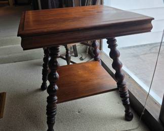Antique Victorian Table Thick Barley Twist legs Ball feet