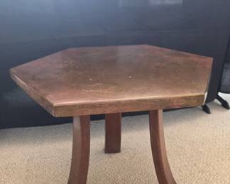 Harvey Probber MCM Acid Etched Bronze & Mahogany Side Table
